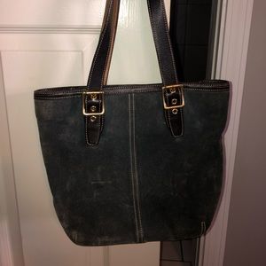 Suede coach bag